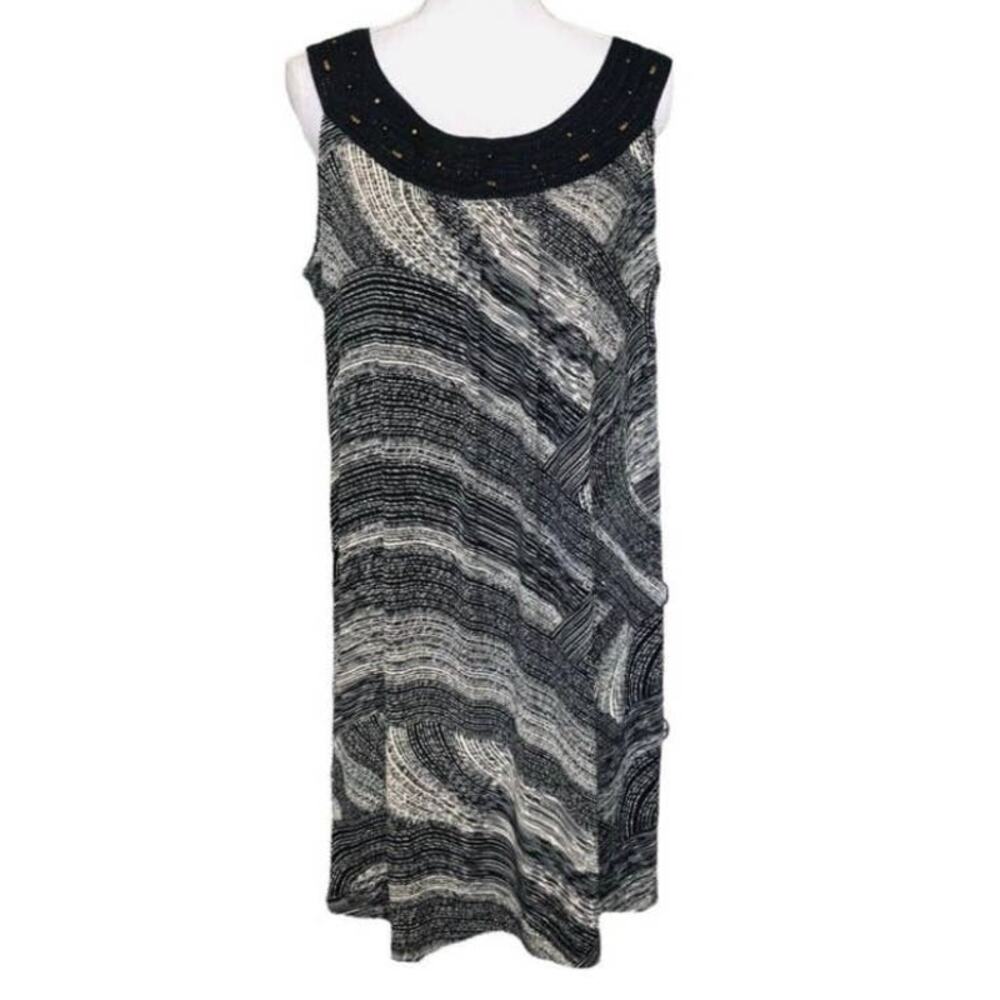 Dana Buchman Black Cream Midi Dress XL